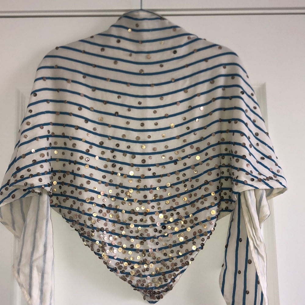 Anthropologie Striped Sequin Scarf or Shawl - Picture 2 of 6